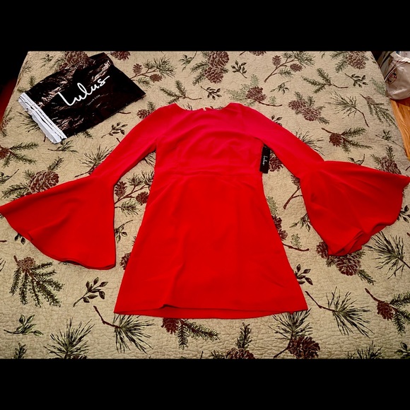 Red Bell Sleeve Dress from LULUS - Picture 3 of 8